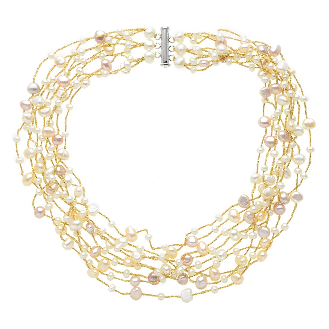 Sterling Silver Multi Strand Pearl Layered Necklace (1 of 1)