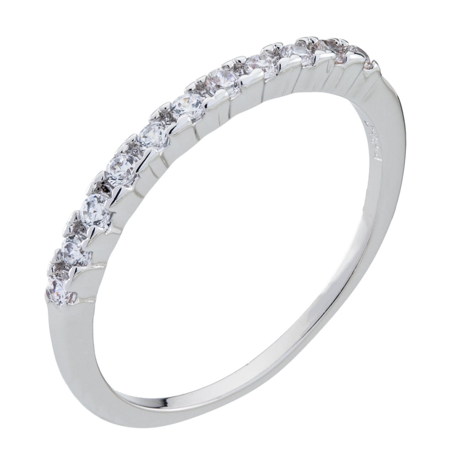 14K White Gold Plate Pave Band Ring-SZ 8 (1 of 1)
