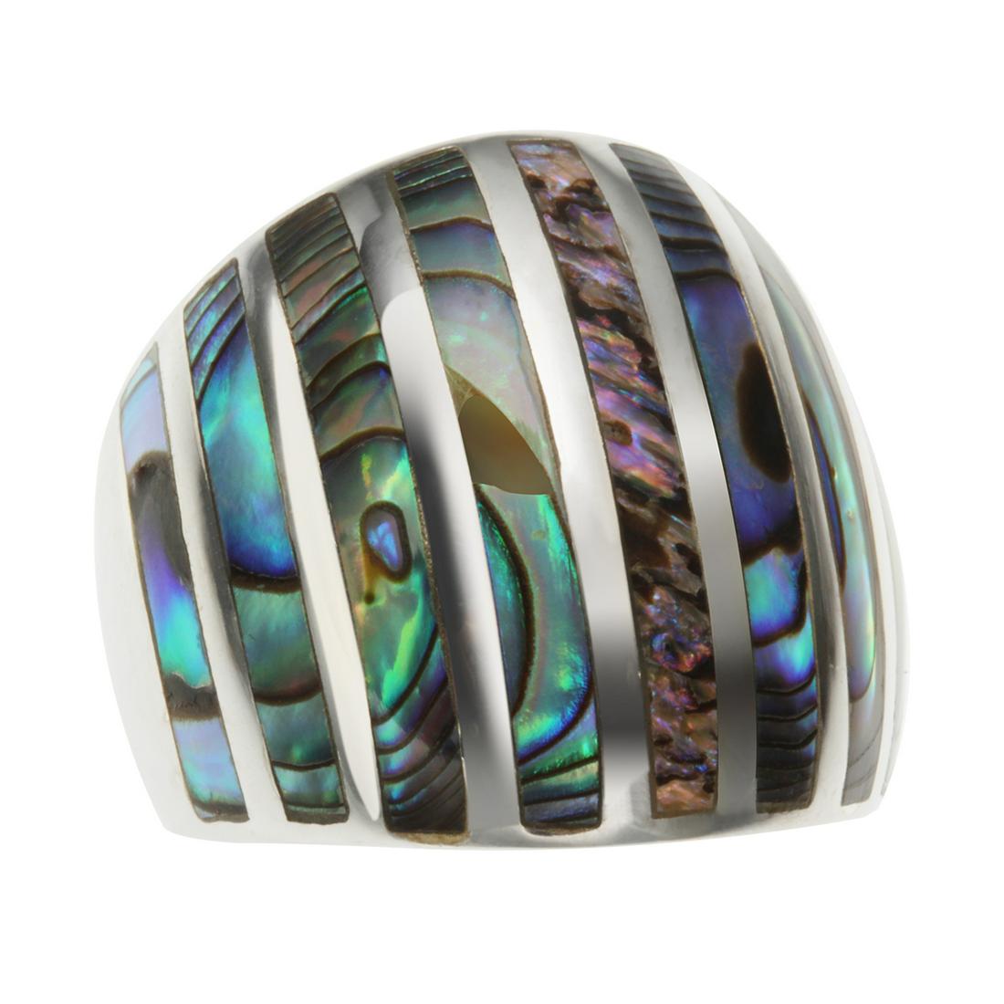 Sterling Silver Abalone Inlay Dome Ring-SZ 6 (1 of 3)