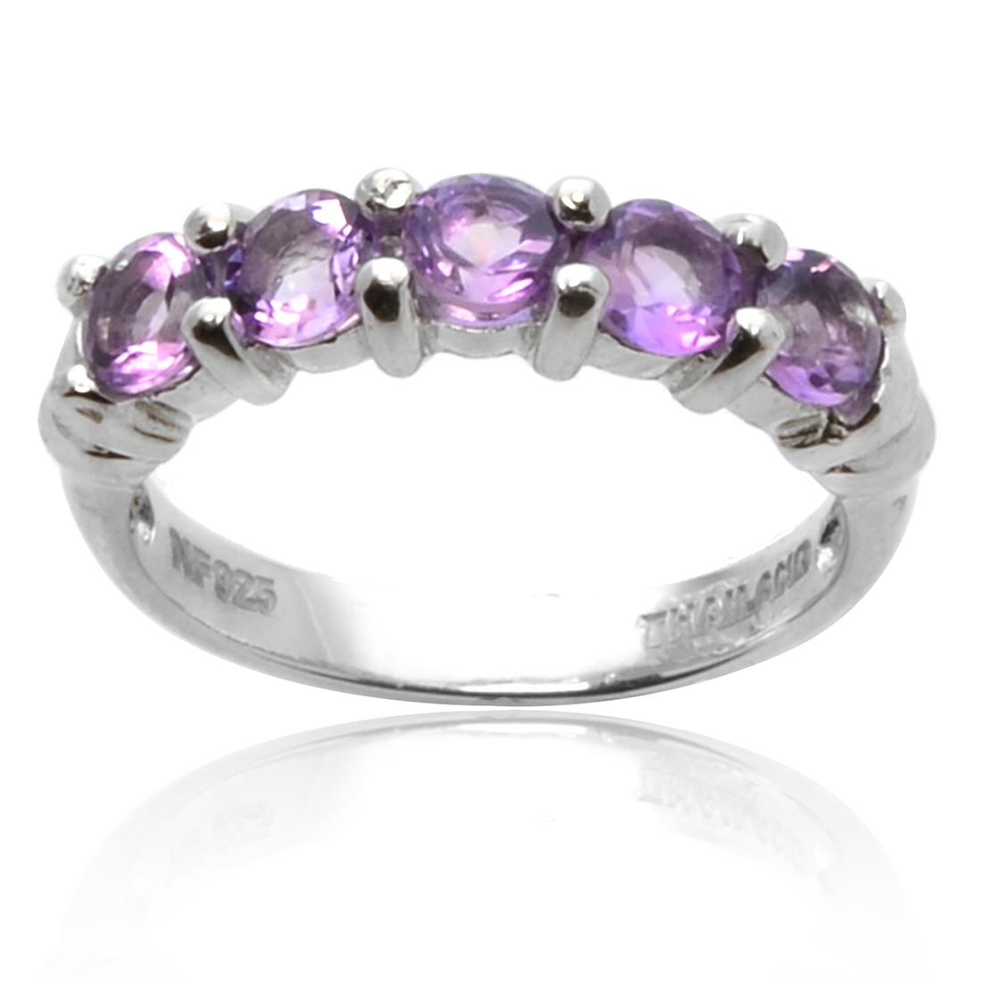 Sterling Silver Five Stone Amethyst Ring SZ 7 (1 of 1)