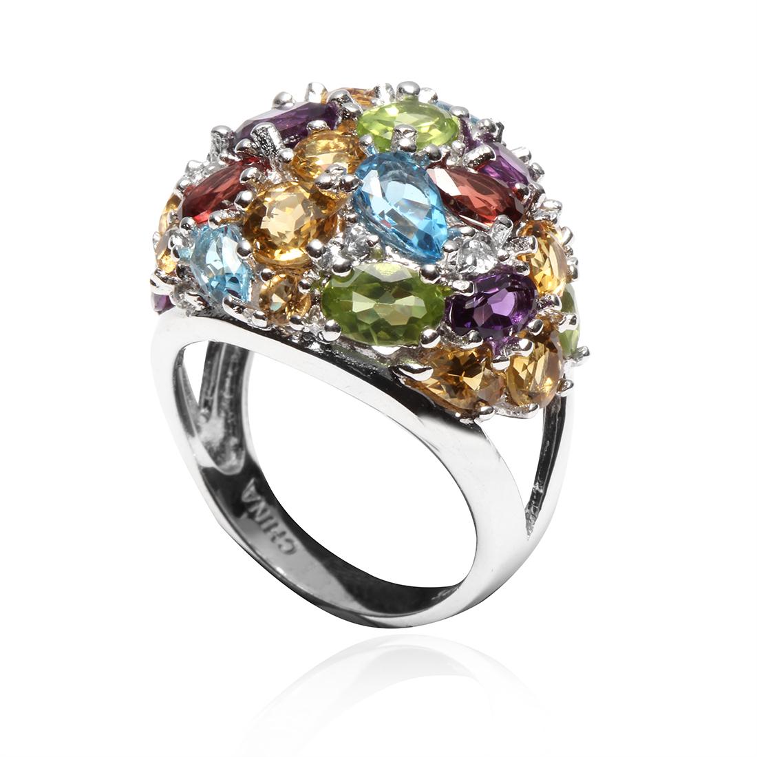 Multi Gems Dome S/S Ring SZ 7 (1 of 2)