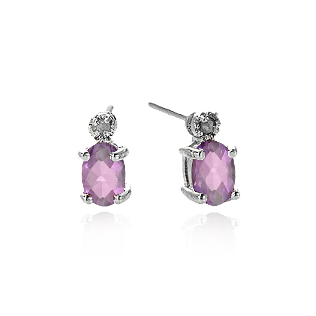 Sterling Silver Amethyst Stud Earrings (1 of 2)