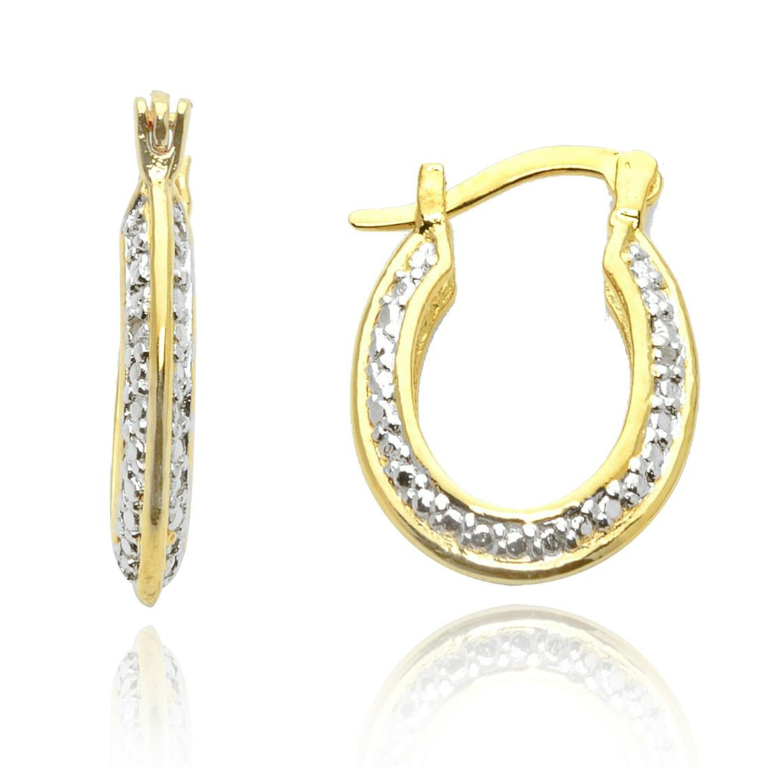Two Tone Diamond Hoop Earrings (1 of 1)
