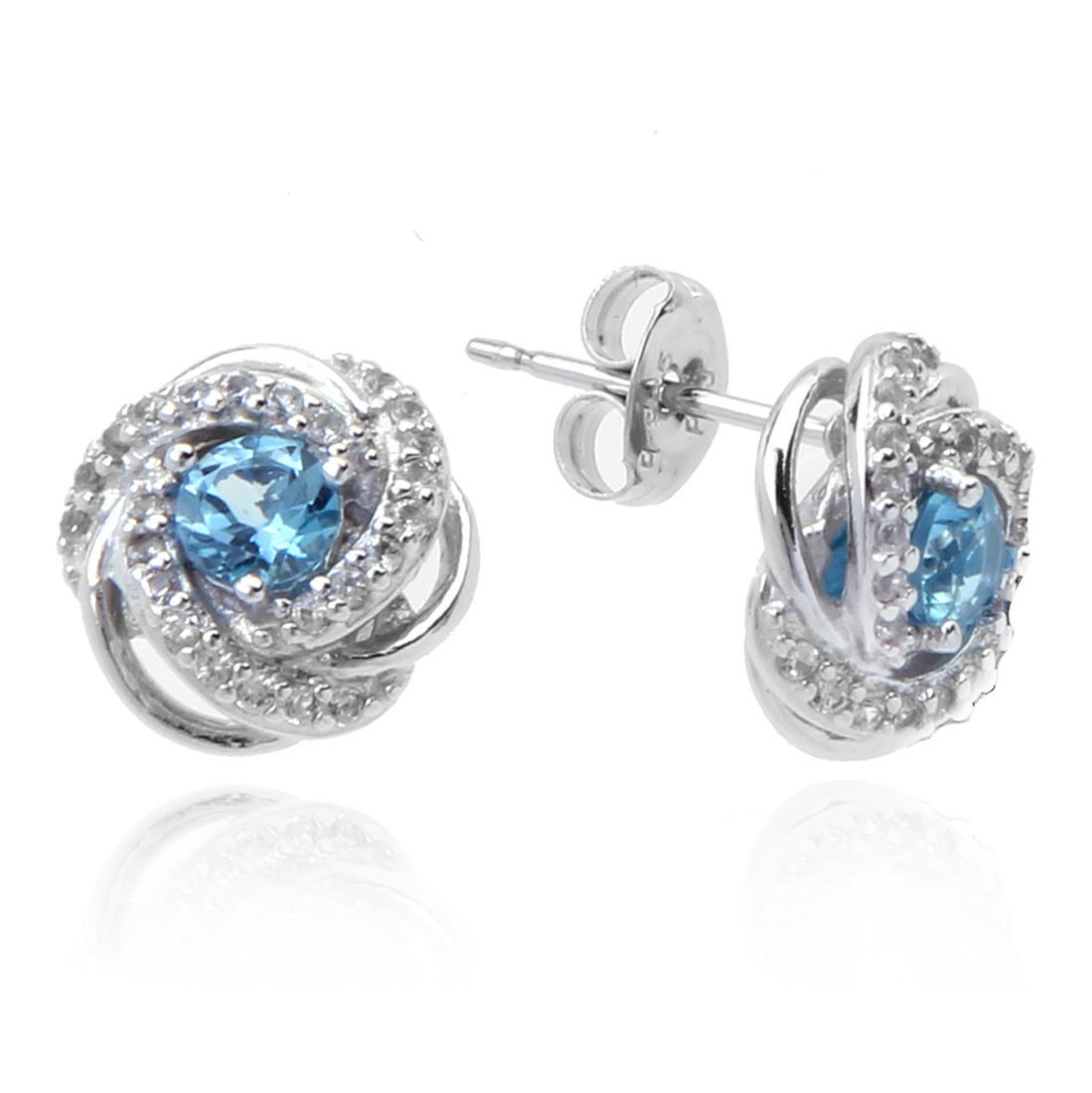 Sterling Silver Blue Topaz Stud Earrings (1 of 2)