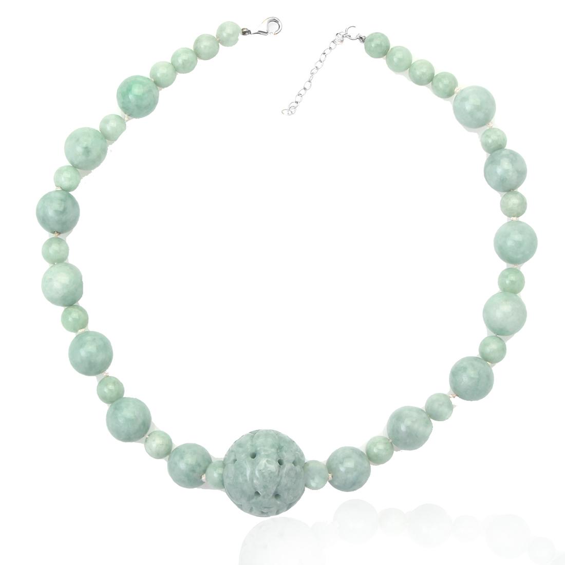 20 Inch Sterling Carved Jade Necklace (1 of 2)