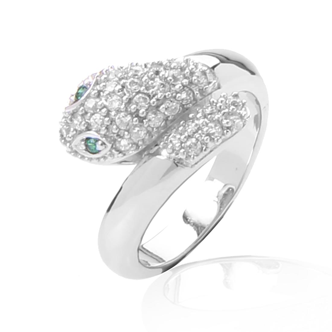 Size 8 Silvertone Pave Snake Ring (1 of 3)