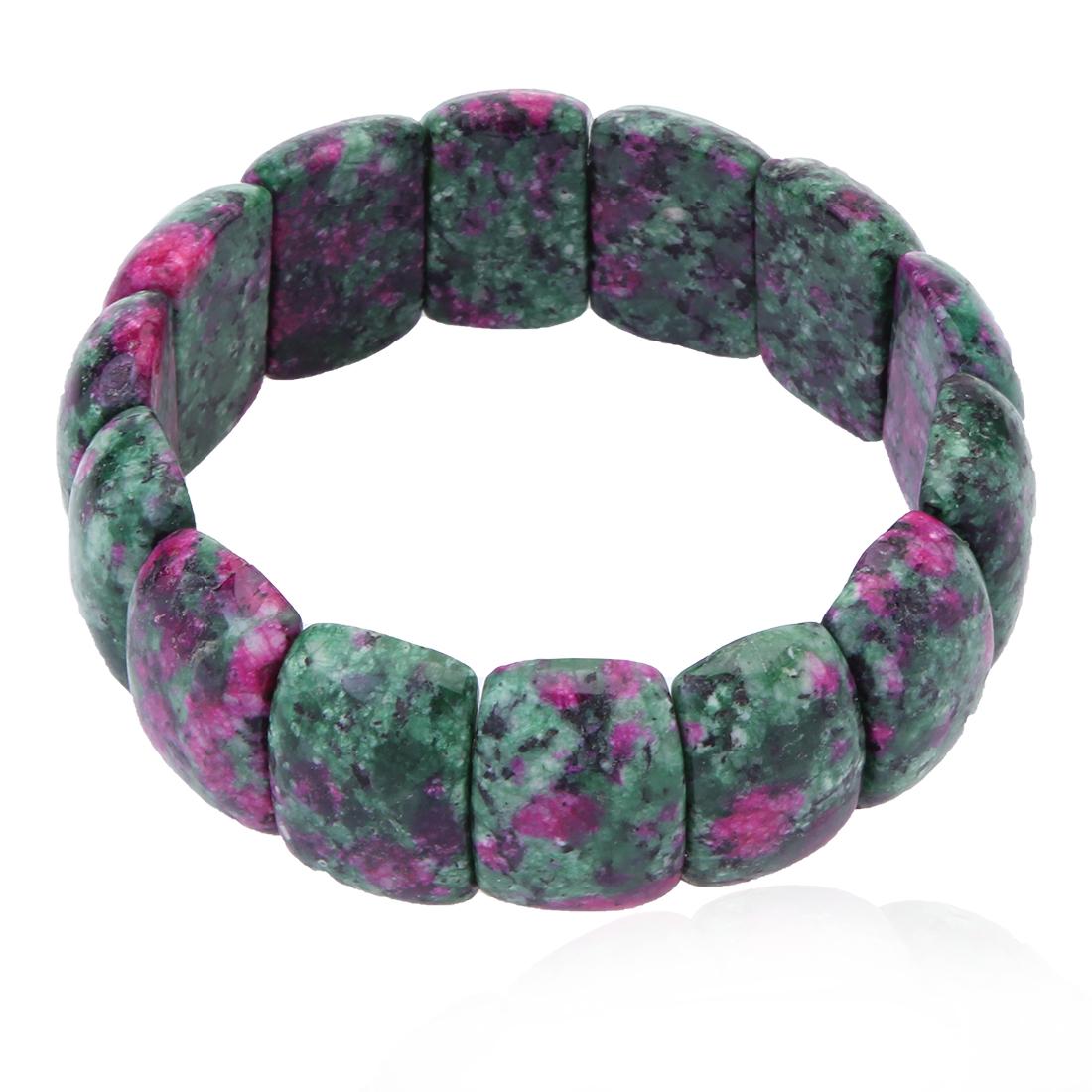 7.75 In Ruby in Zoisite Gemstone Stretch Bracelet (1 of 2)