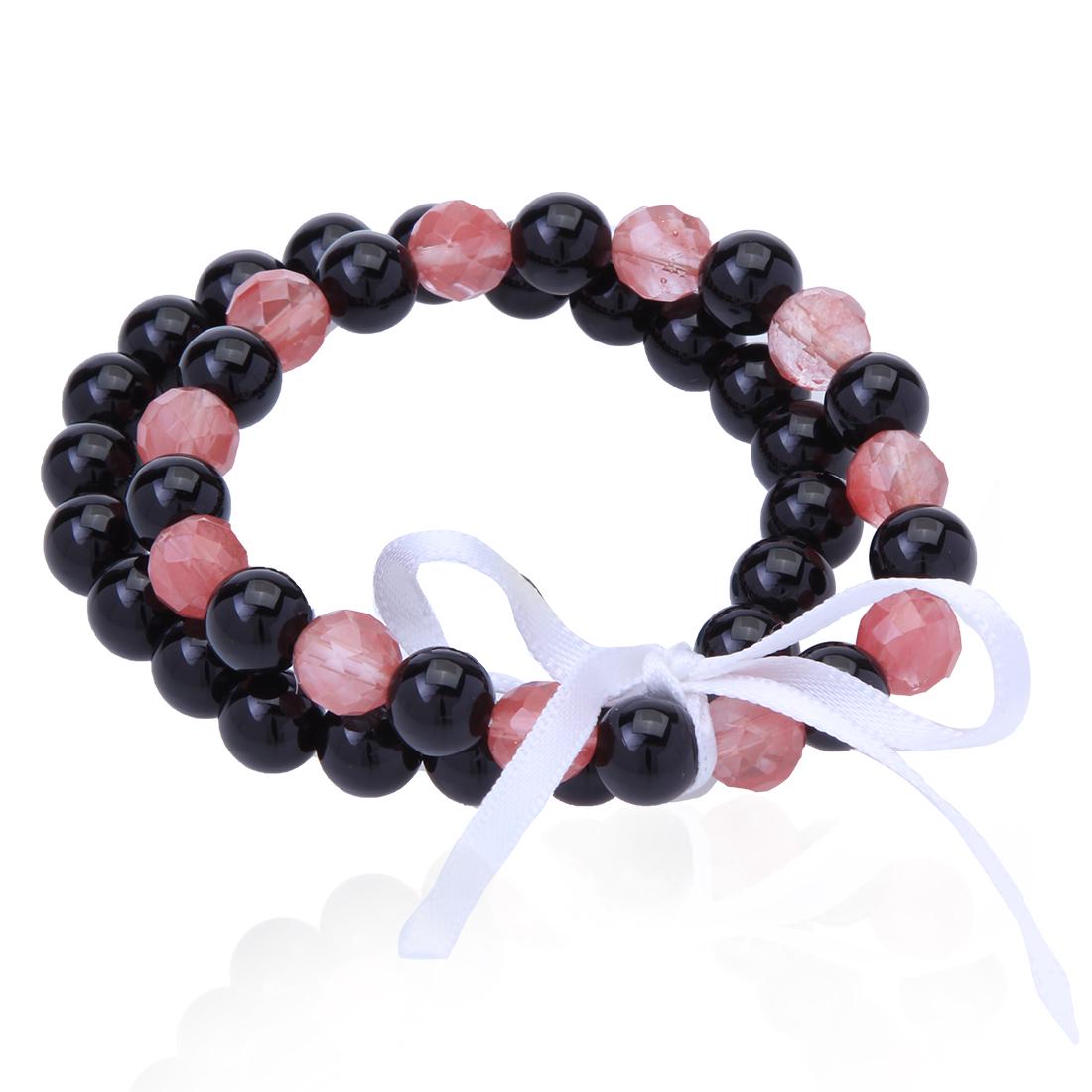 Black Agate & Quartz Stretch Bracelet 2-piece Set (1 of 2)