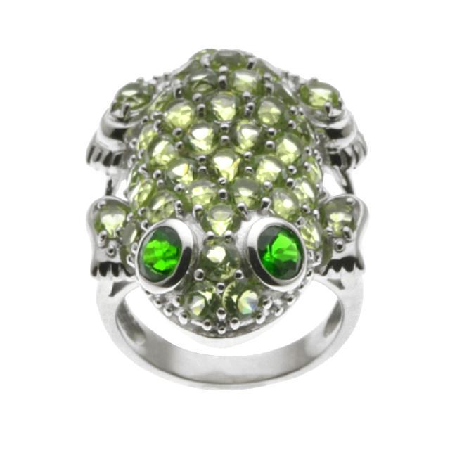 Sterling Silver 4.29ct Peridot Frog Ring-SZ 7 (1 of 3)