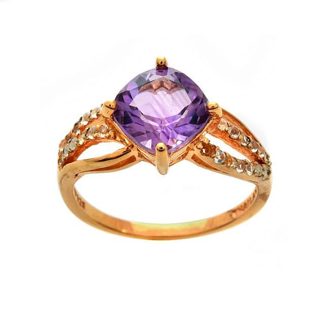 18K Gold Over Silver Amethyst Swirl Ring-SZ 6 (1 of 1)