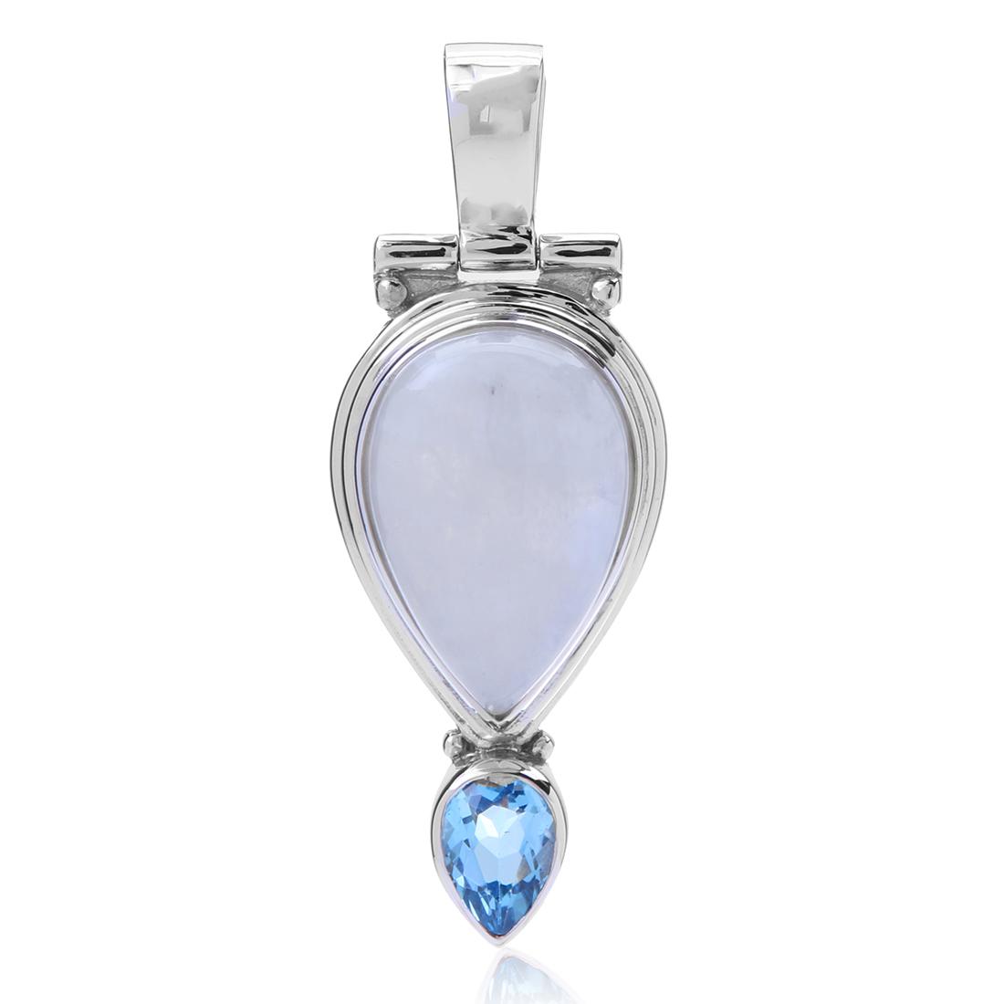Sterling Silver Moonstone Swiss Blue Topaz Pendant (1 of 3)