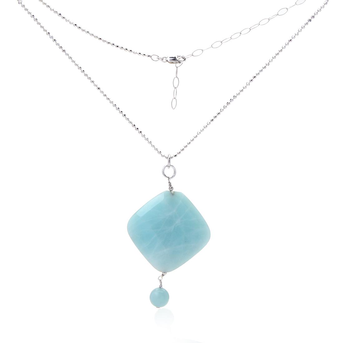 Amazonite With  Diamond Cut Sterling Silver Chain (1 of 2)