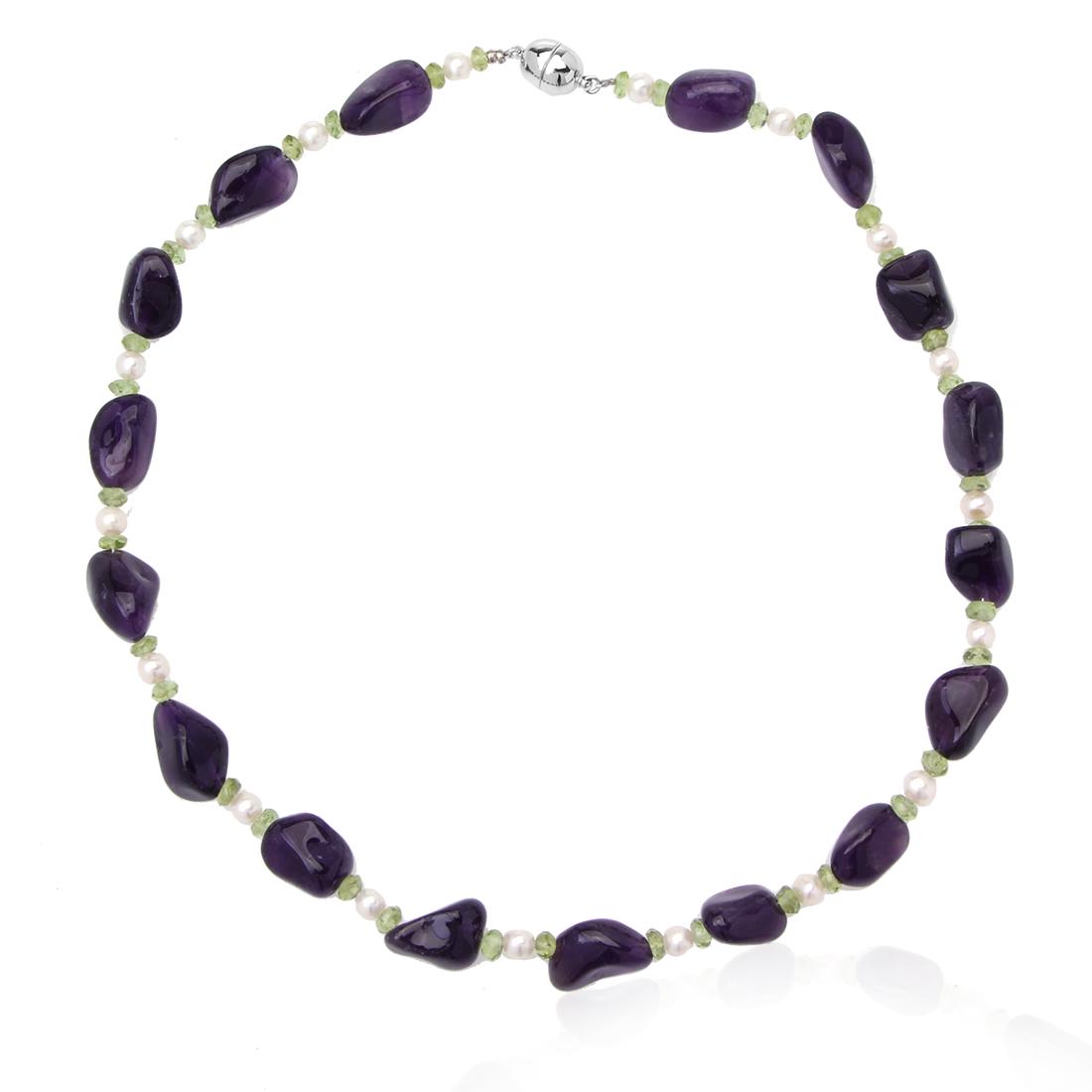 18" Multi stone and Amethyst Nugget Necklace (1 of 2)