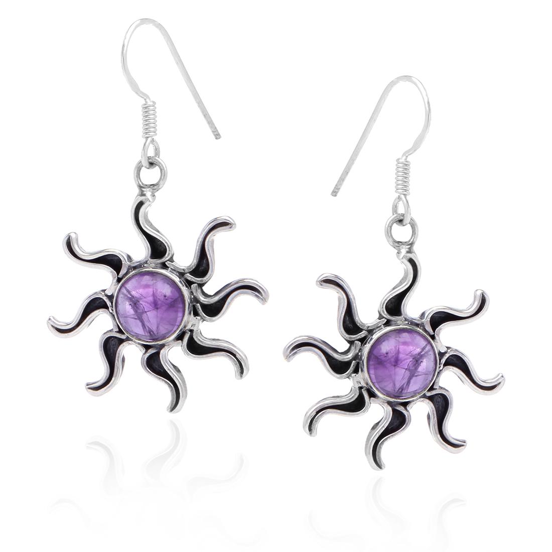Sterling Silver Amethyst Sun Dangle Earrings (1 of 2)