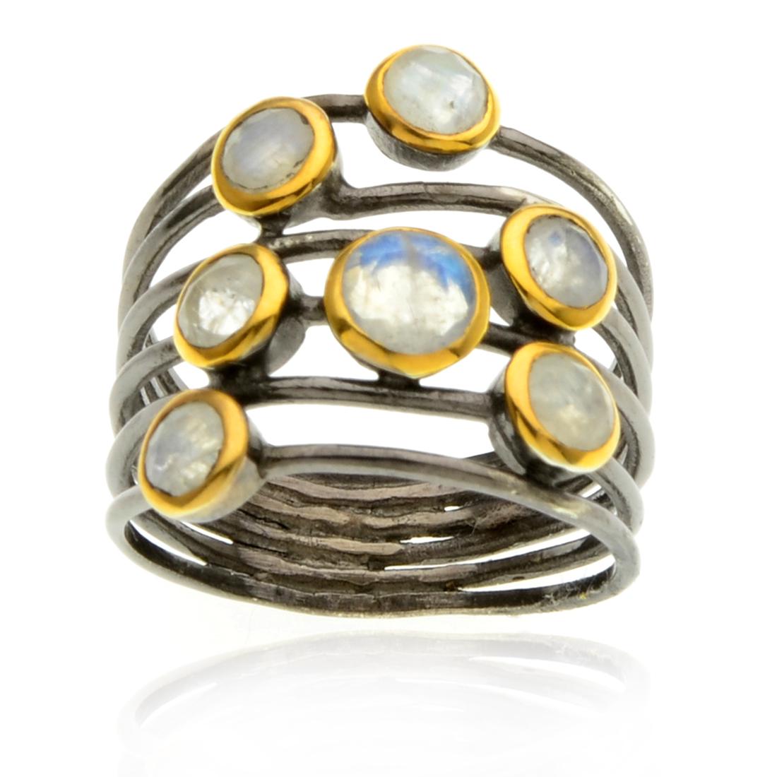 Sterling Silver Black Rhodium Moonstone Ring SZ 7 (1 of 1)