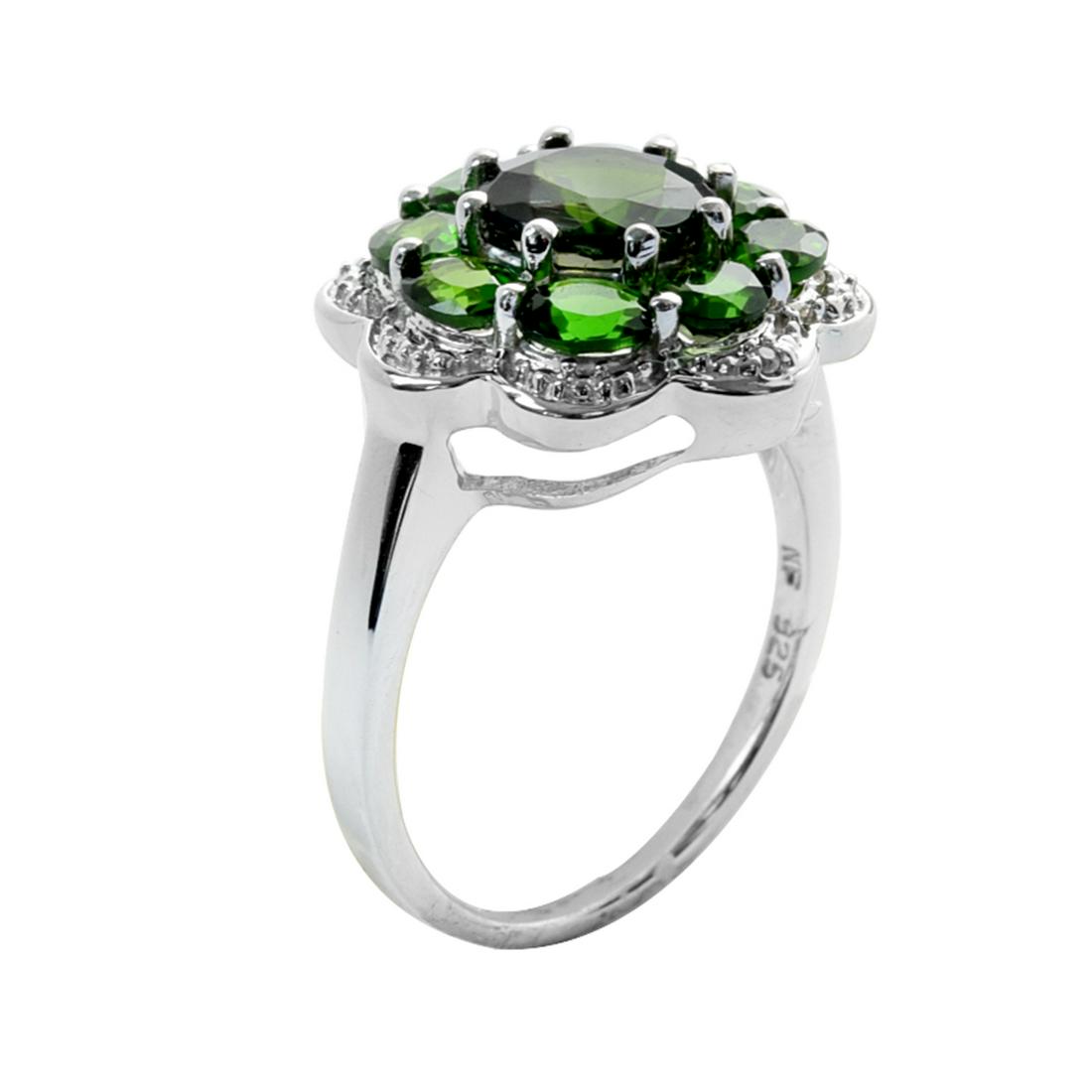 Silver 2.59ctw Chrome Diopside Flower Ring-SZ 9 (1 of 2)