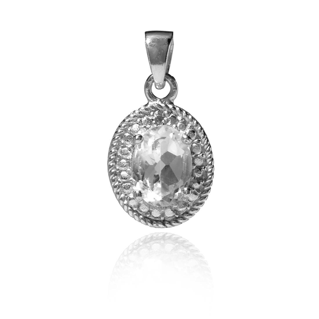 Sterling Silver White Topaz Pendant with Chain (1 of 1)