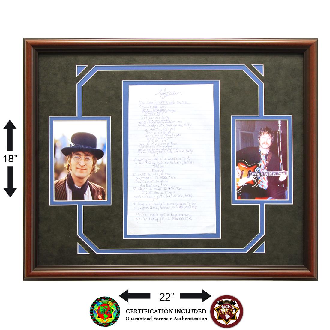 John Lennon Signed "You really got a hold of me": John Lennon (October 9, 1940 – December 8, 1980). "You've Really Got a Hold on Me" is a song written by Smokey Robinson which became a 1962 Top 10 hit single for the Mir