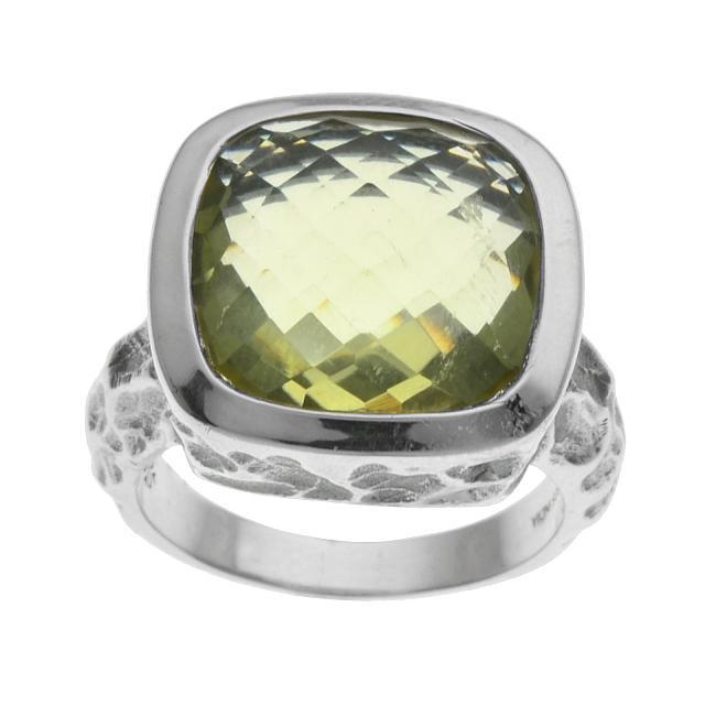 Silver 6.88ctw Ouro Verde Hammered Ring-SZ 6 (1 of 2)