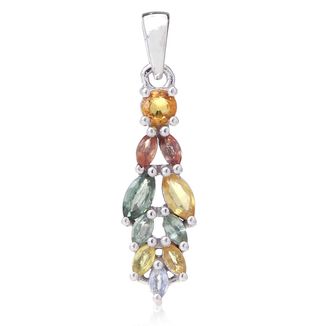 STERLING SILVER  MULTI COLORED SAPPHIRE PENDANT (1 of 2)