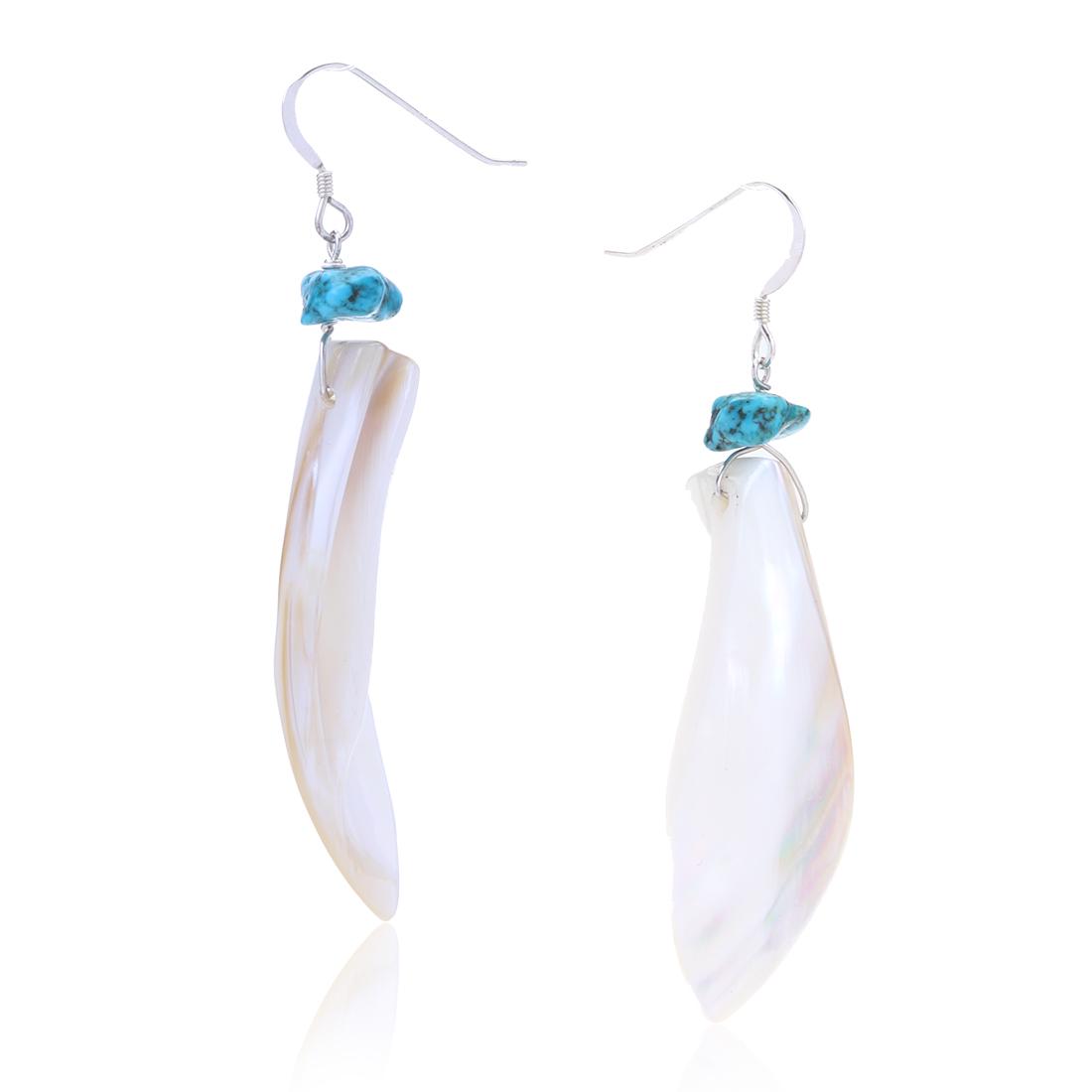 Sterling Shell & Turquoise Elongated Earrings (1 of 2)