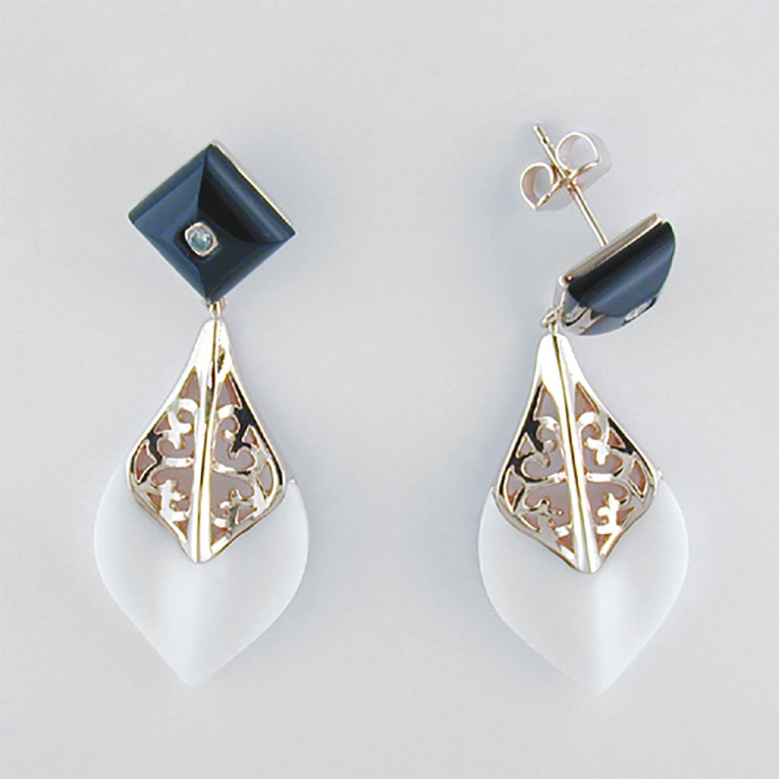 Black and White Filigree Fashion Dangle Earrings (1 of 1)