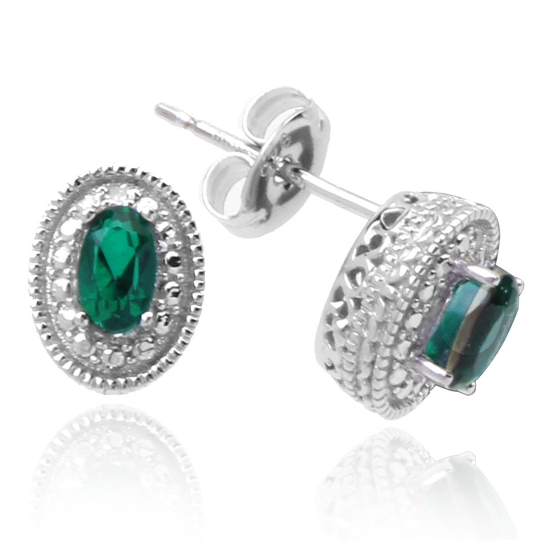Sterling Silver Green Stud Earrings (1 of 2)