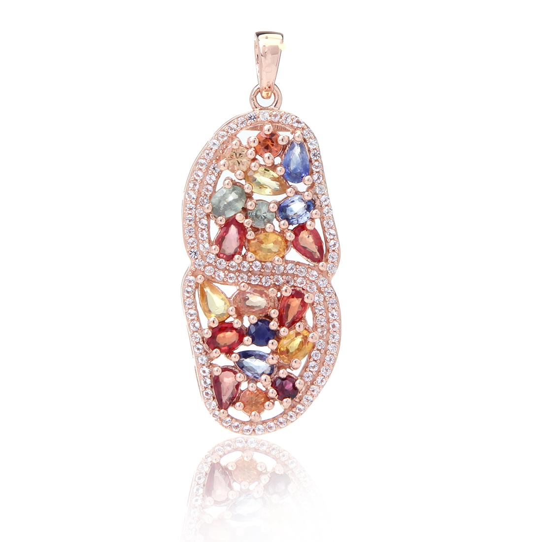 STERLING SILVER MULTI COLOR SAPPHIRE PENDANT (1 of 2)