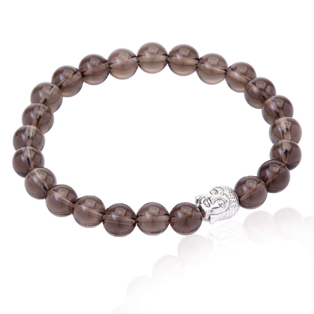 Smoky Quartz Buddha Head Stretch Bracelet (1 of 2)