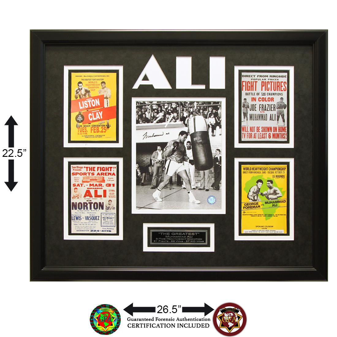 Muhammad Ali Heavyweight Champ 24x20 Signed GFA: Muhammad Ali Heavyweight Champion Custom Frame Showcase 12x16 Autograph 8x10v GFA