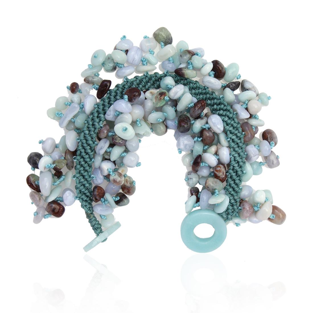 Multi Stone Knotted Bracelet 7.5": Multi Stone Knotted Bracelet 7.5" • Stone: Multi Stone • Width: 44 mm • Length: 7.5 Inch • Total Weight: 68.4 grams