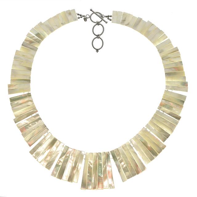 Sterling Silver White MOP Toggle Bib Necklace 19" (1 of 1)