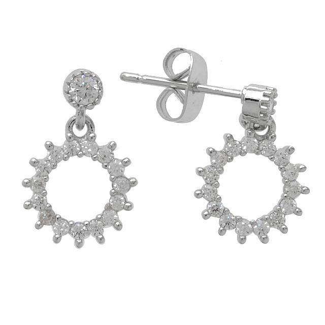 Silver Tone CZ Dangle Earrings (1 of 1)