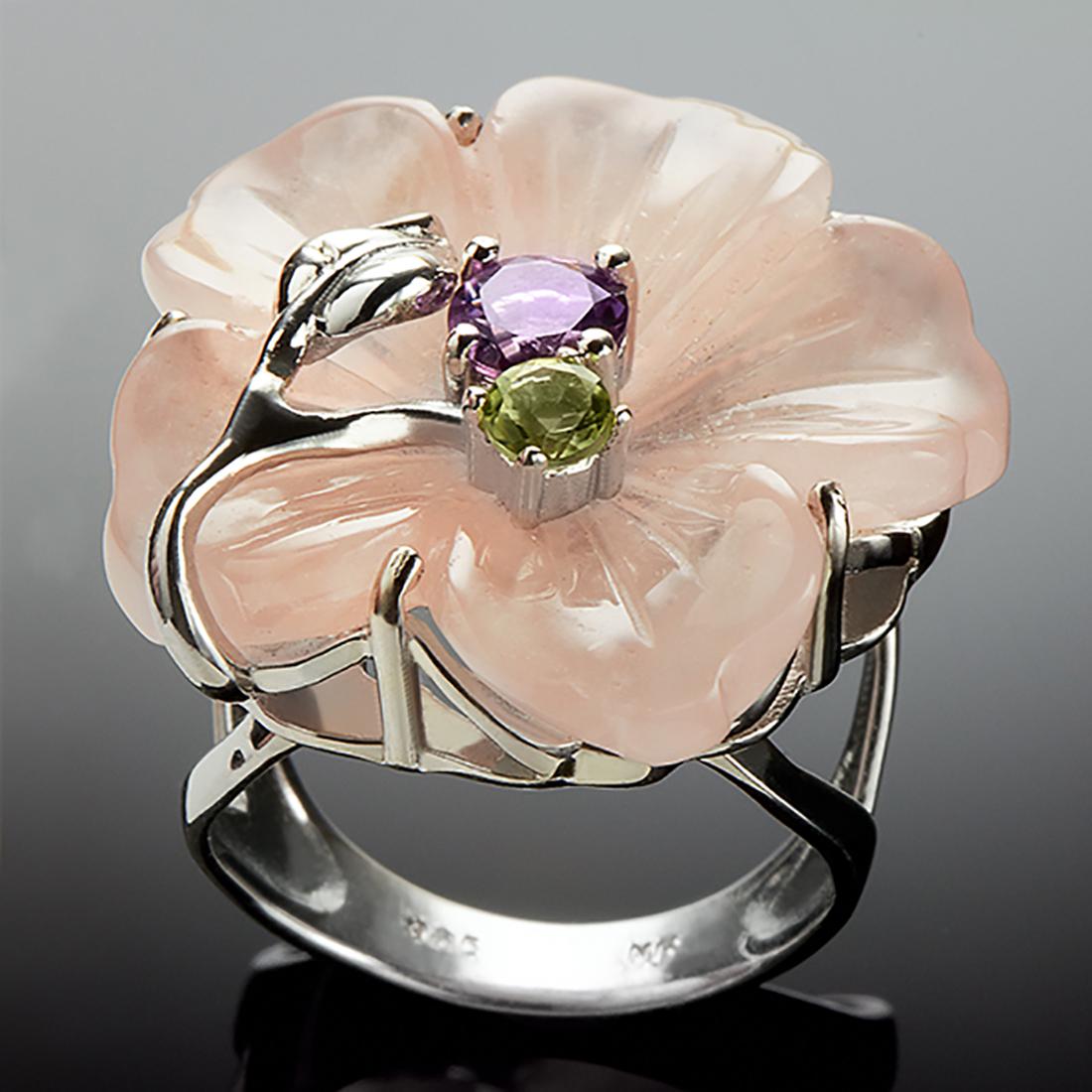 Sterling Silver Multi Gemstone Flower Ring Size7.5 (1 of 1)