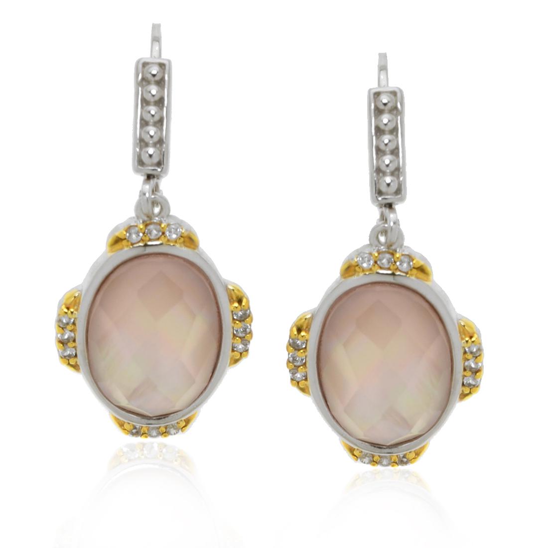 Sterling Silver Faceted Pink MOP & Topaz Earrings (1 of 3)