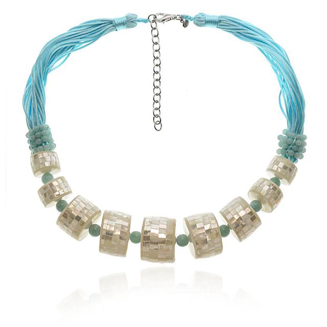 Sterling Silver White MOP Mosaic Necklace 20" (1 of 1)