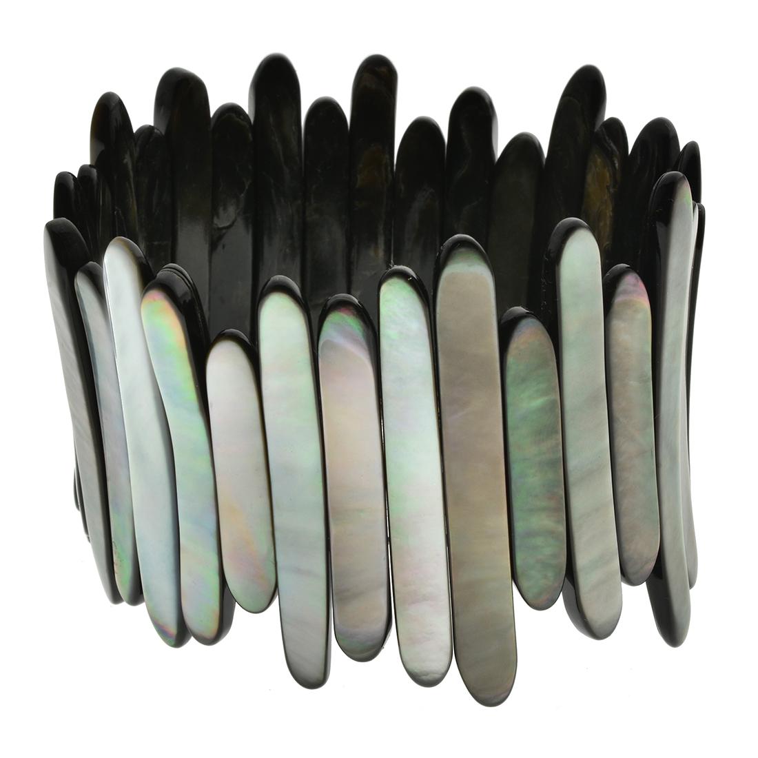 7 inch Wide Mother of Pearl Stretch Bracelet (1 of 1)