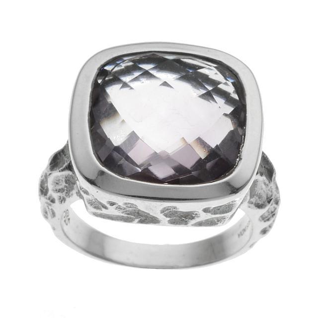 Silver Checkerboard Cut Pink Amethyst Ring-SZ 6 (1 of 2)