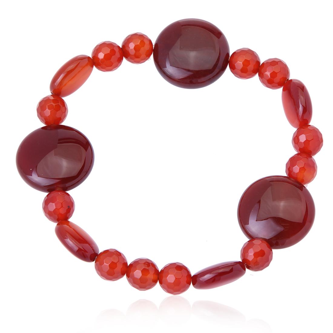 Carnelian Beaded Stretch Bracelet 7.25" (1 of 2)