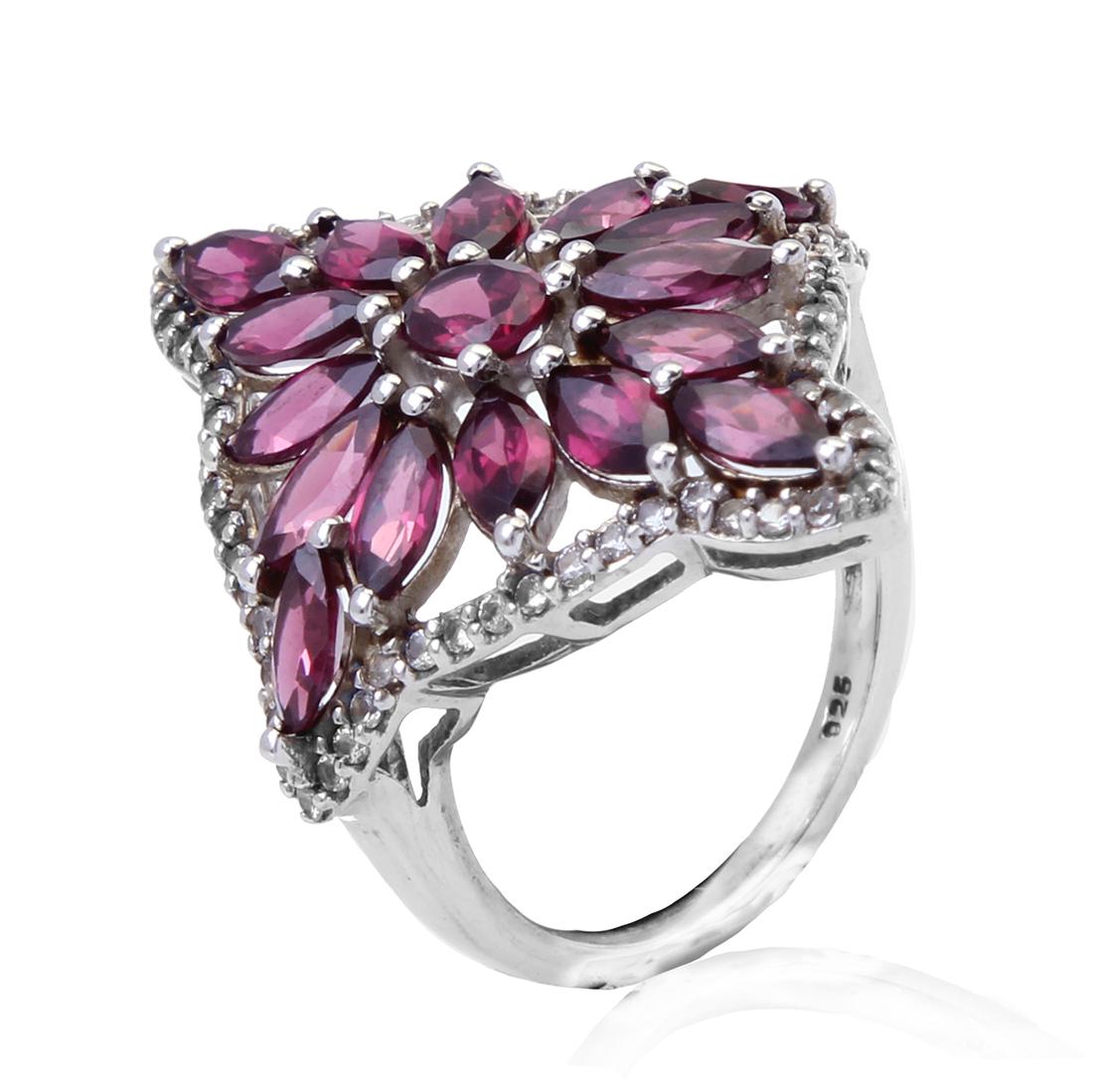 Sterling Silver Garnet & White Topaz Ring SZ7 (1 of 1)