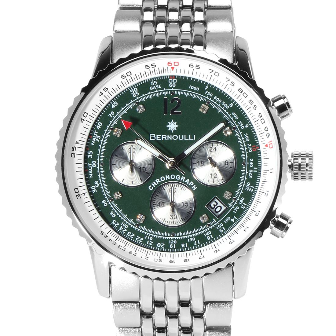 Bernoulli Aviator Mens Pilot Watch: The Bernoulli Aviator Chronograph is pact with functionality and boasts the rich look of a traditional aviator watches.