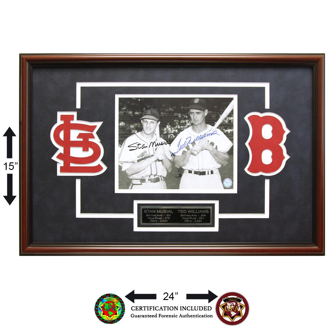 Stan Musial & Ted Williams MLB Legends Signed GFA: Stanley Frank Musial (Born Stanislaw Franciszek Musial November 21, 1920 – January 19, 2013), nicknamed "Stan the Man", was an American outfielder and first baseman in Major League Baseball who 