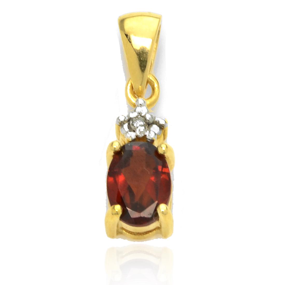 Goldtone Diamond & Garnet Pendant with Chain (1 of 1)