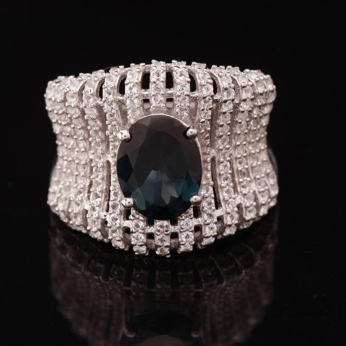 Sz 8.25 London Blue Topaz & Tpz Sterling Slv Ring (1 of 3)