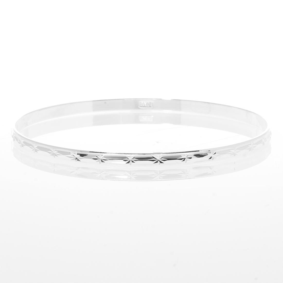 Sterling Silver Diamond cut Bangle 8.25" (1 of 1)