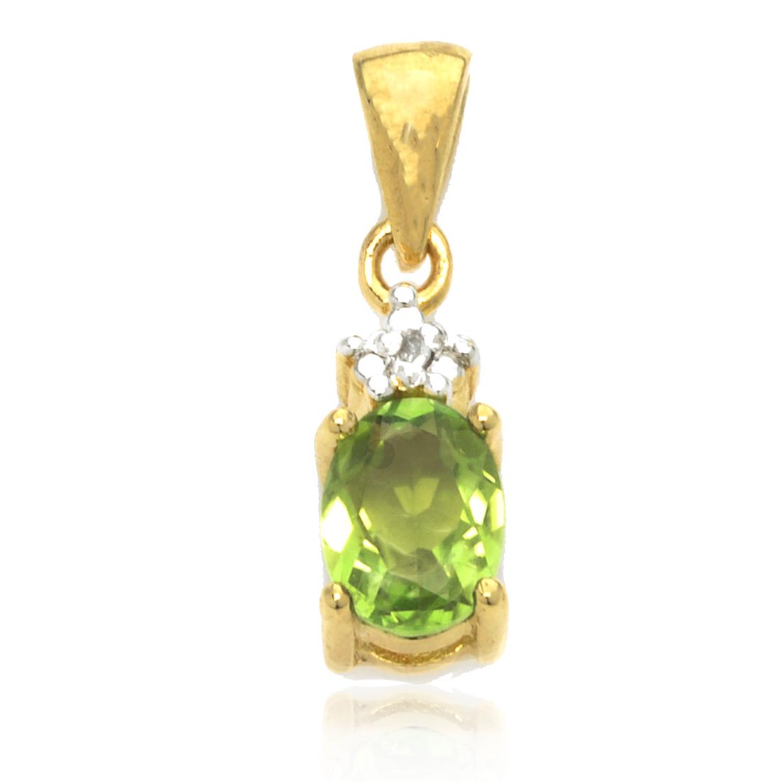 Goldtone Diamond & Peridot Pendant with Chain (1 of 1)
