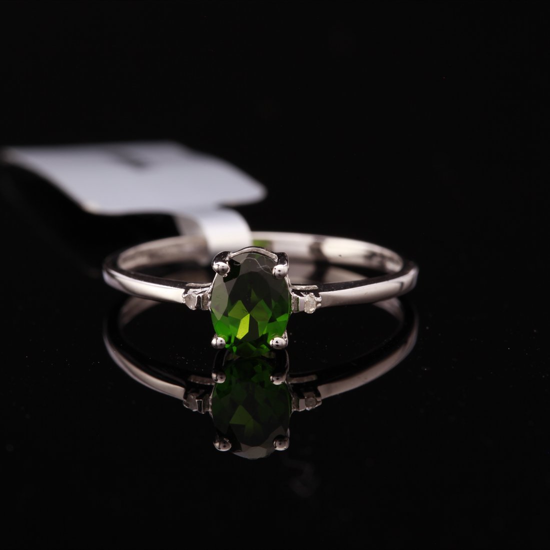 Chrome Diopside & Diamond Silver Ring Sz 8.75 (1 of 3)
