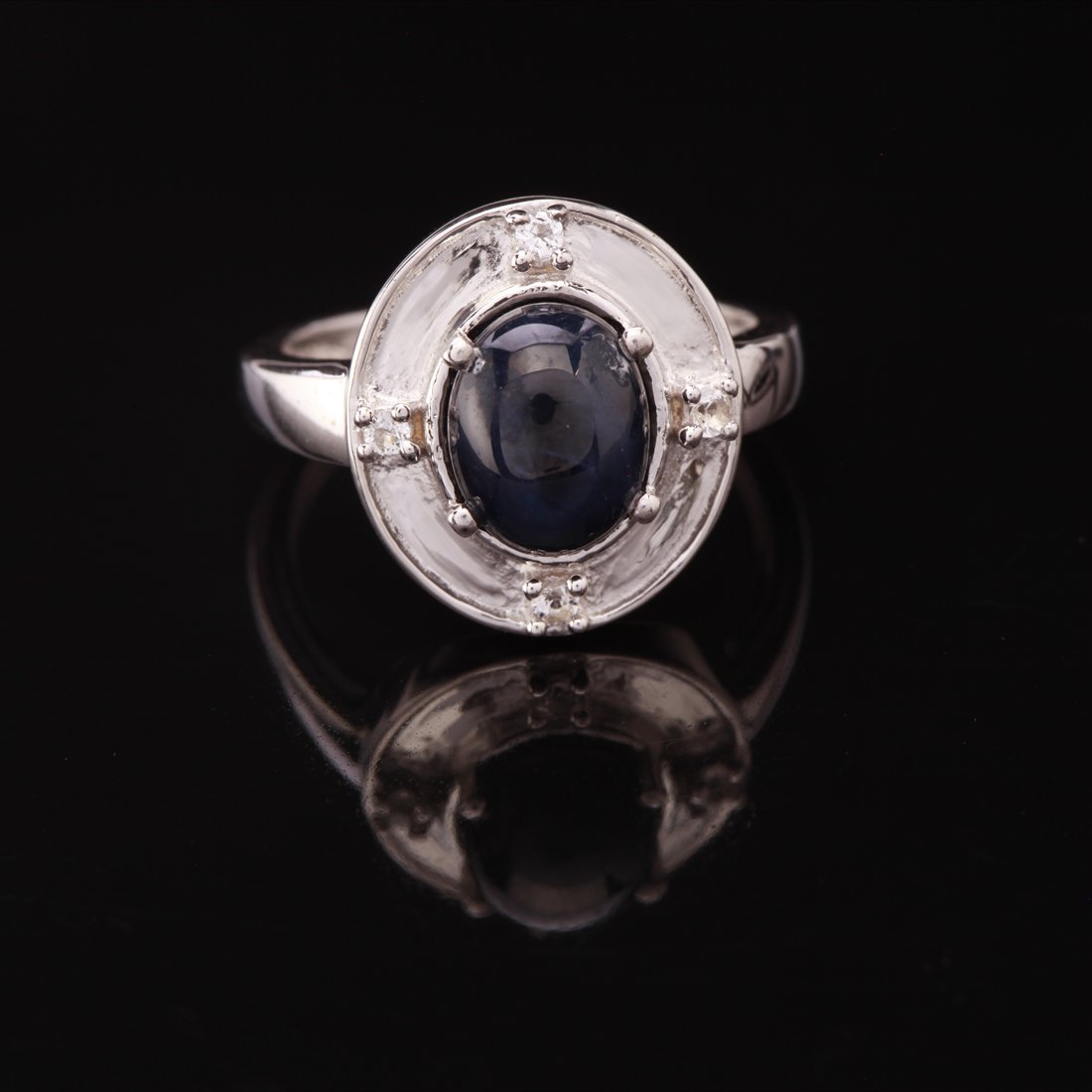 Sz 6.75 Star Sapphire & Topaz Sterling Silver Ring (1 of 3)