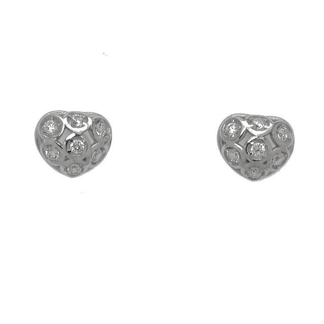 Sterling Silver Bubble Heart CZ Stud Earrings (1 of 1)