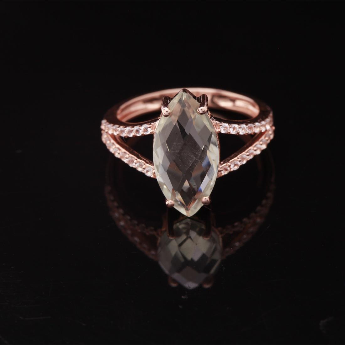 Sz 7.5 Green Amethyst Rosegold Over Silver Ring (1 of 3)